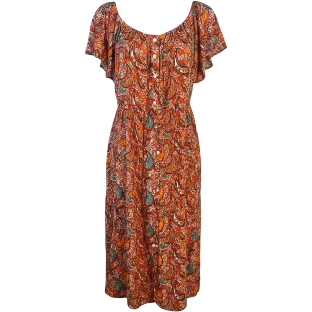 Margaux Riviera Paisley Maxi Dress‎ Womens XL Boho Peasant Vacation Coastal